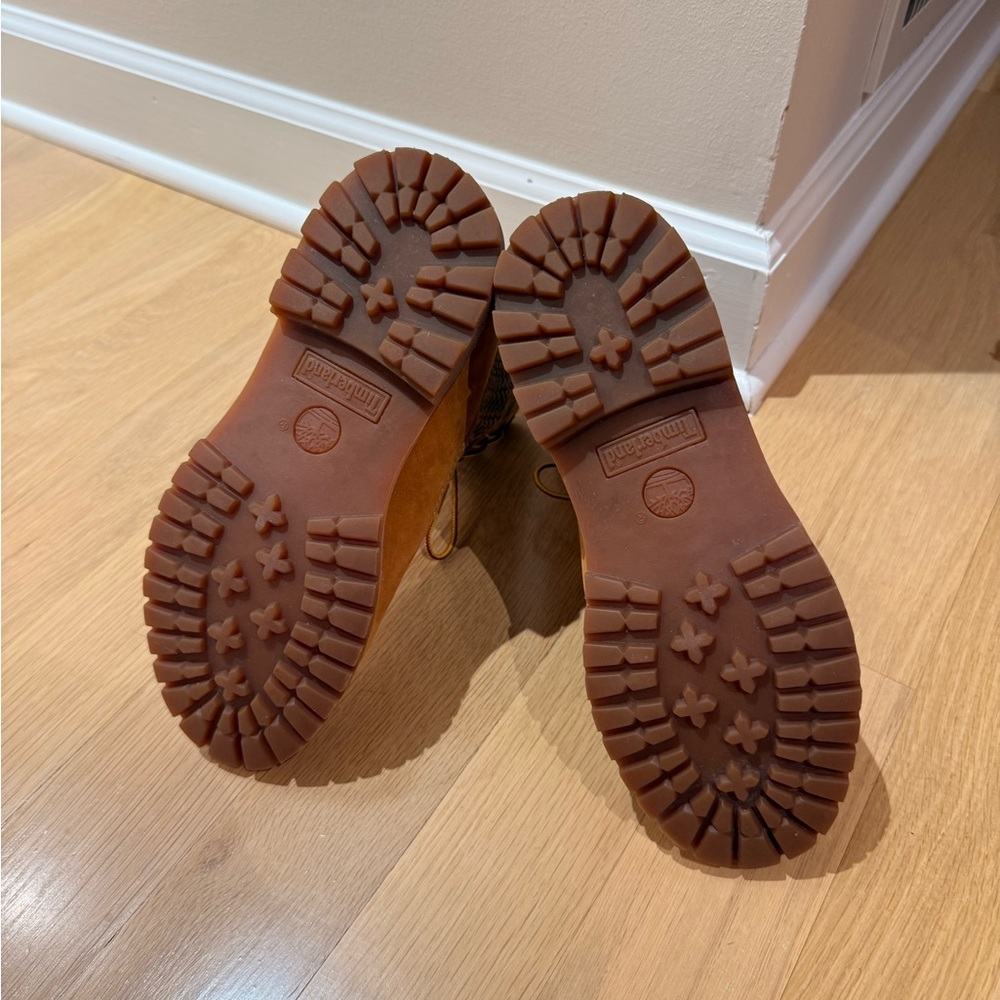 Timberland Women’s Lace-Up Boots Size 10 – Tan Leather & Knit Fabric - Picture 5 of 7